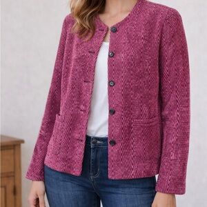 Jessica Holbrook Chenille Herringbone Jacket Blazer Pink Women’s Size 8